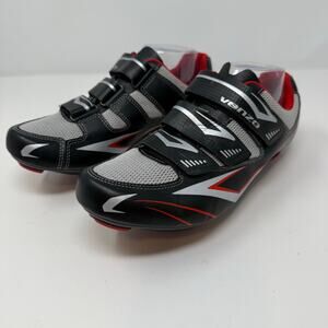 Venzo MX Cycling Shoes Women's 9.5 Men's 8 Black Grey Red Bolt Compatible